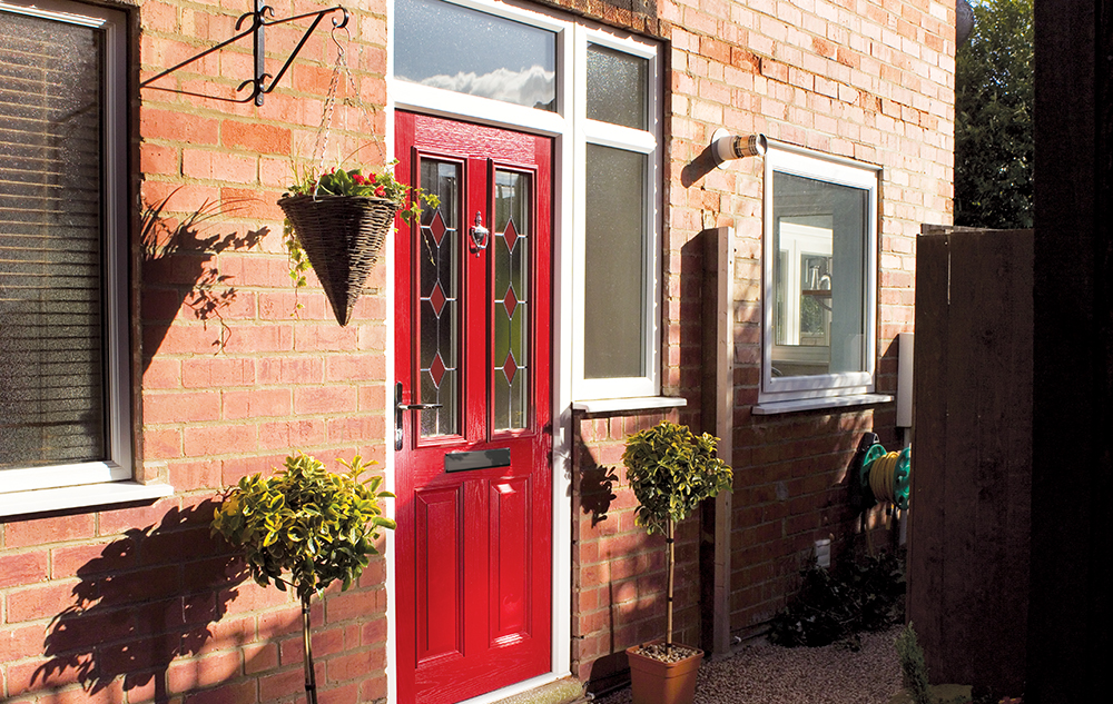 Red Composite Door with Surround Panels