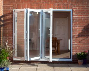 White Aluminium Bi-Folding Doors