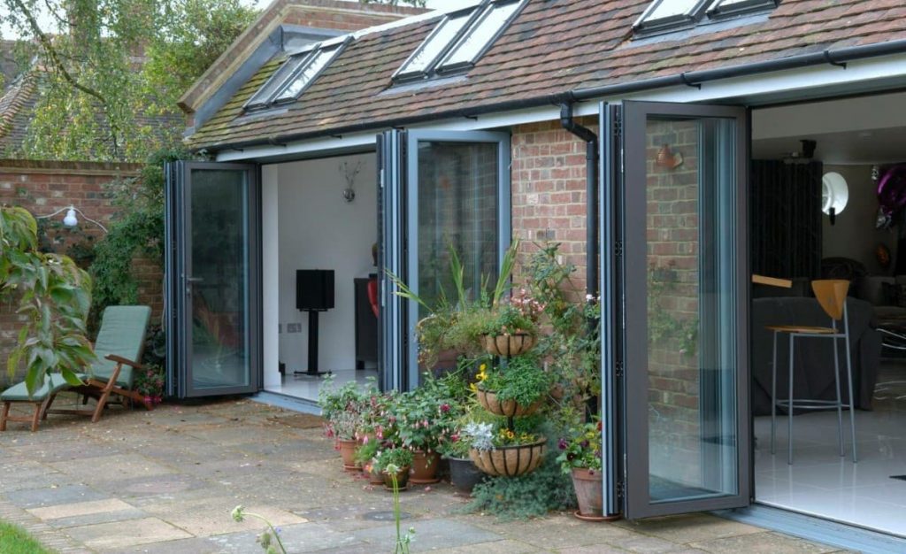 grey aluminium bi-fold doors Romford